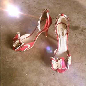 Elegant Red Butterfly Heels by